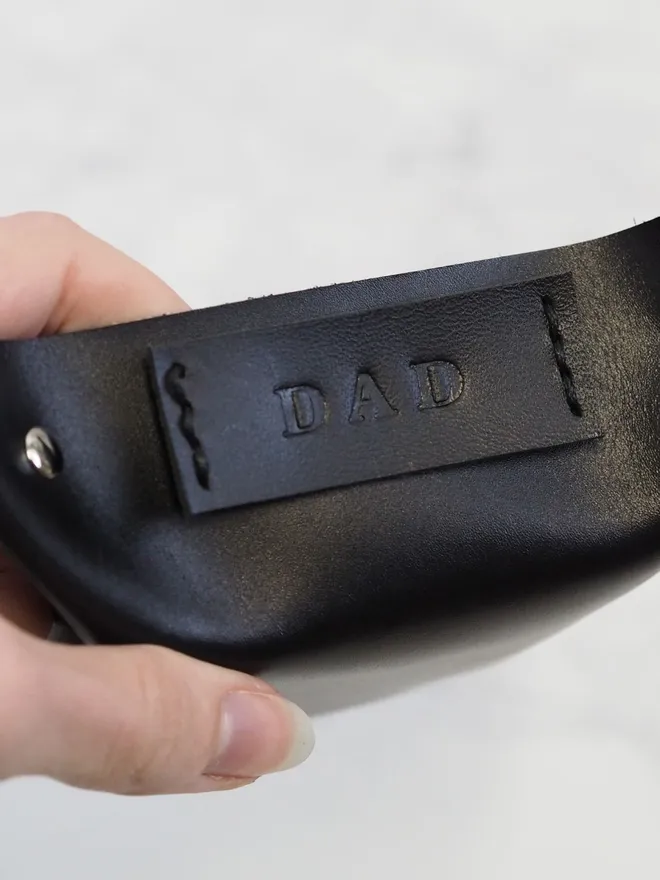 personalised black leather coin tray