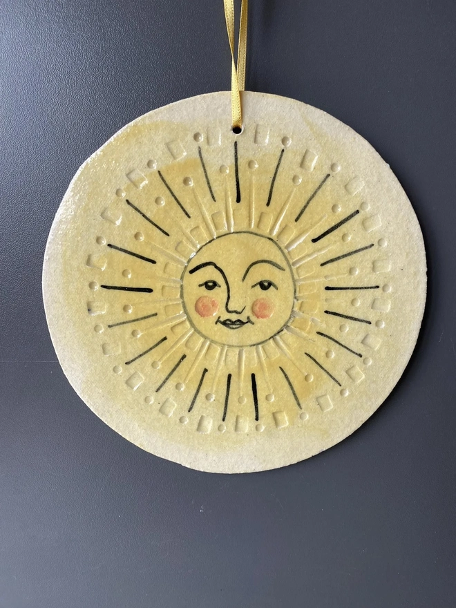 Hand-Painted Ceramic Sun Wall Hanging Decoration
