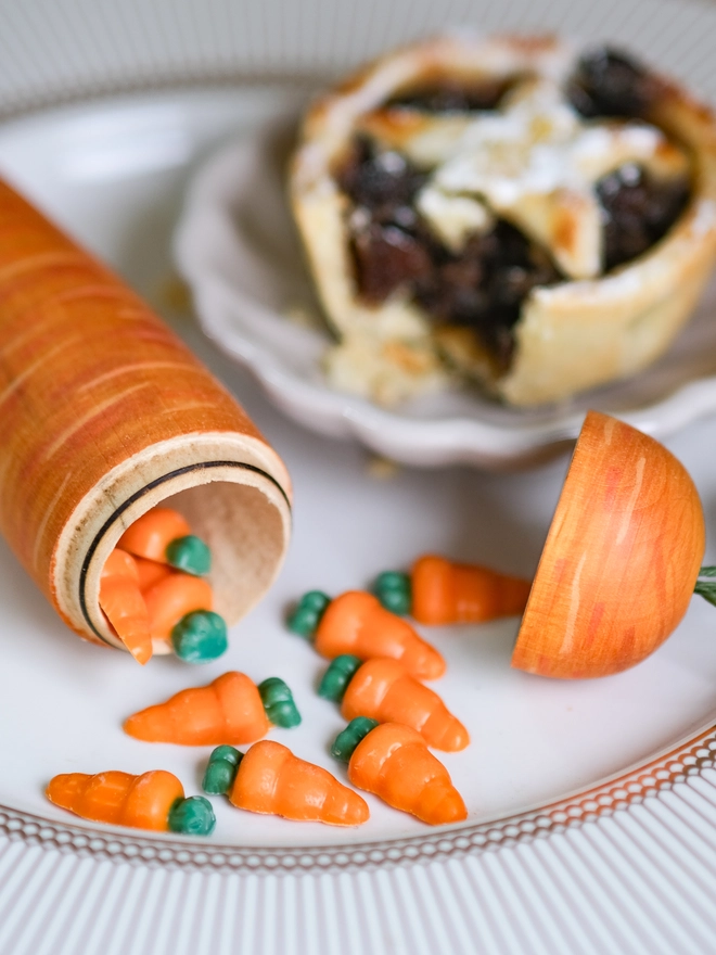 wooden christmas eve carrot - a treat for rudolf