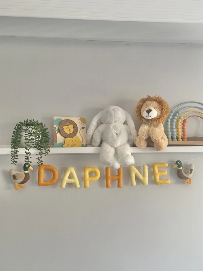 Childs Personalised Name Garland, kids room decoration, nursery bunting, animal name banner, baby gift, banner