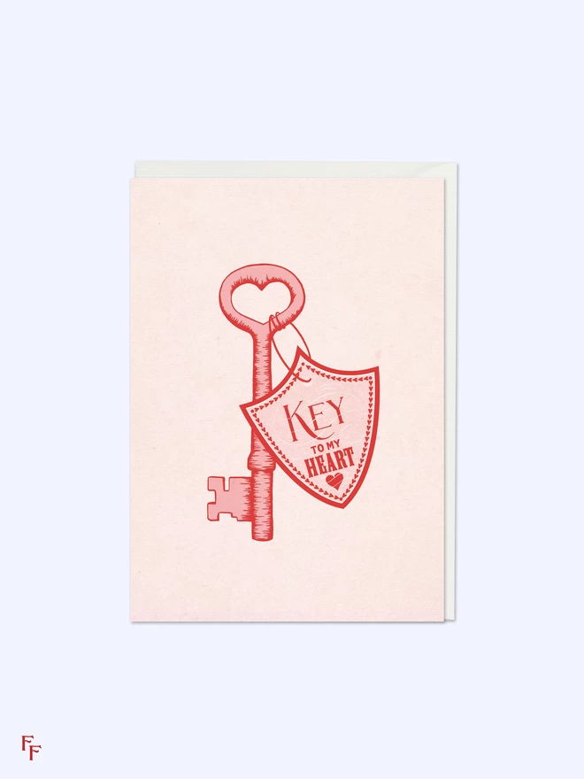 'Key to my Heart' Illustrated Charity Greeting Card  by Flora Fricker