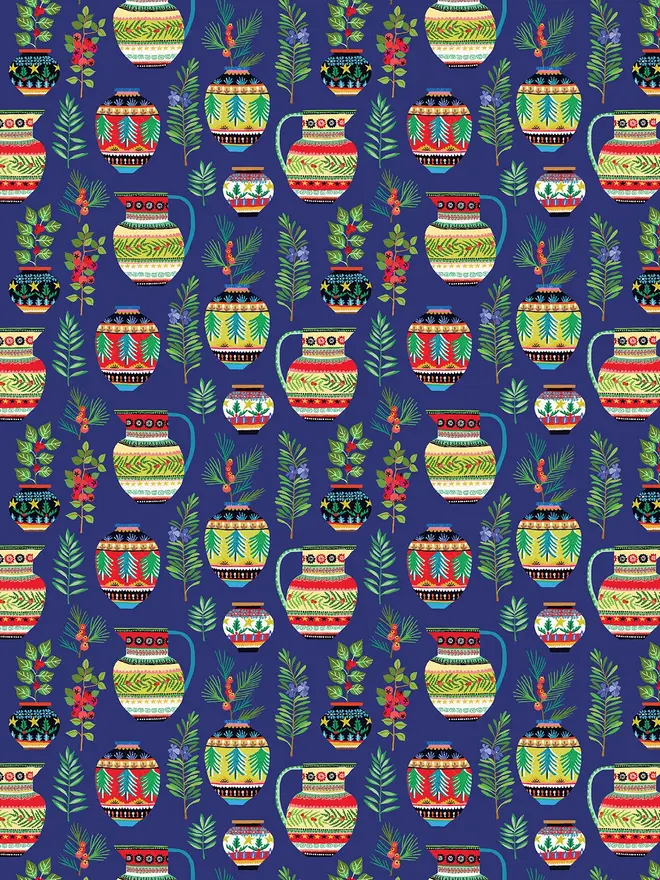 christmas jug print gift wrap