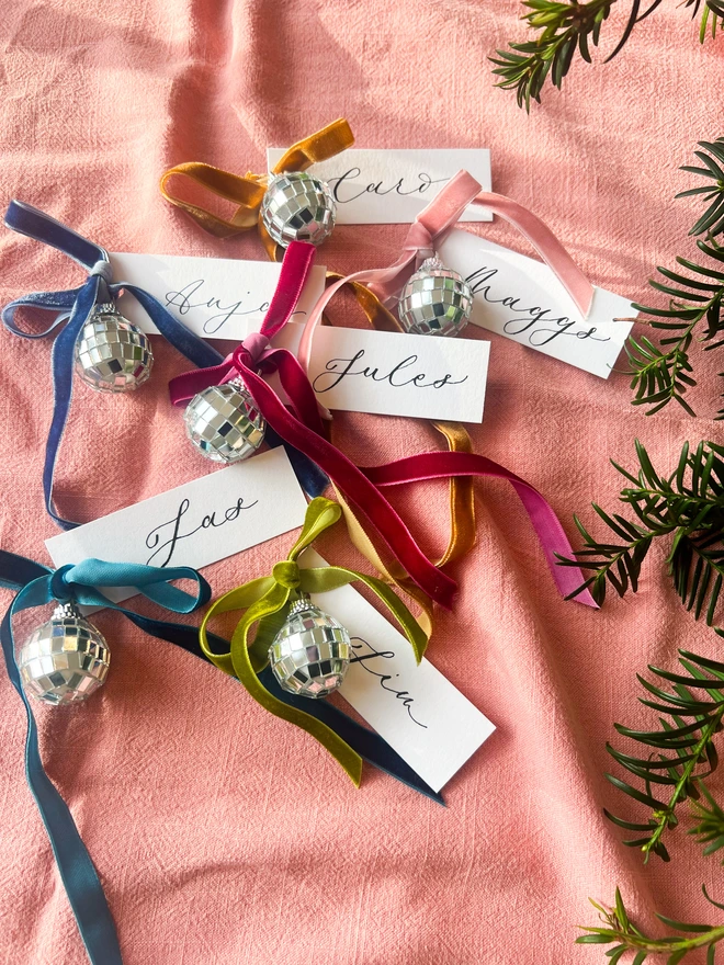 Personalised Calligraphy Christmas Colourful Place Cards