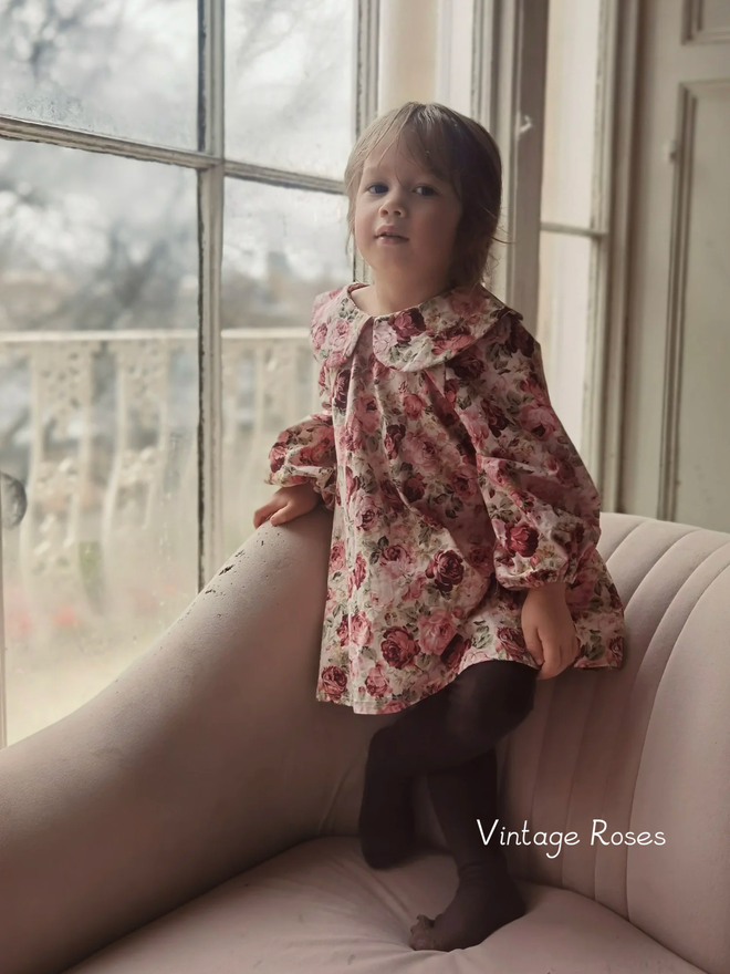 Kids' Organic Cotton Blouse Dress Peter Pan collars