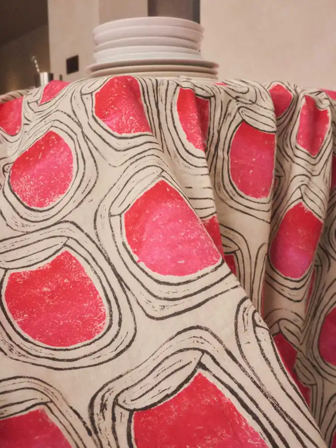 Airplane Windows Hand printed Tablecloth Detail 