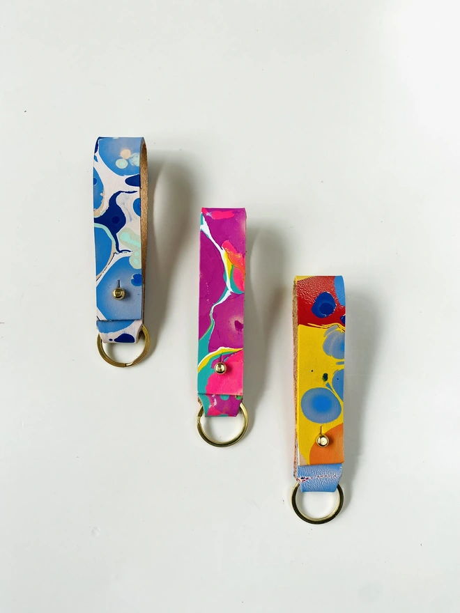 Marbled keyring crafting kit leather keyring