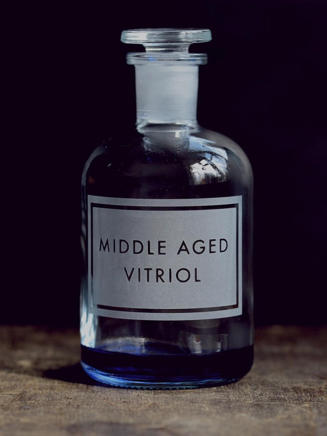 Middle Aged Vitriol Etched Apothecary Bottle