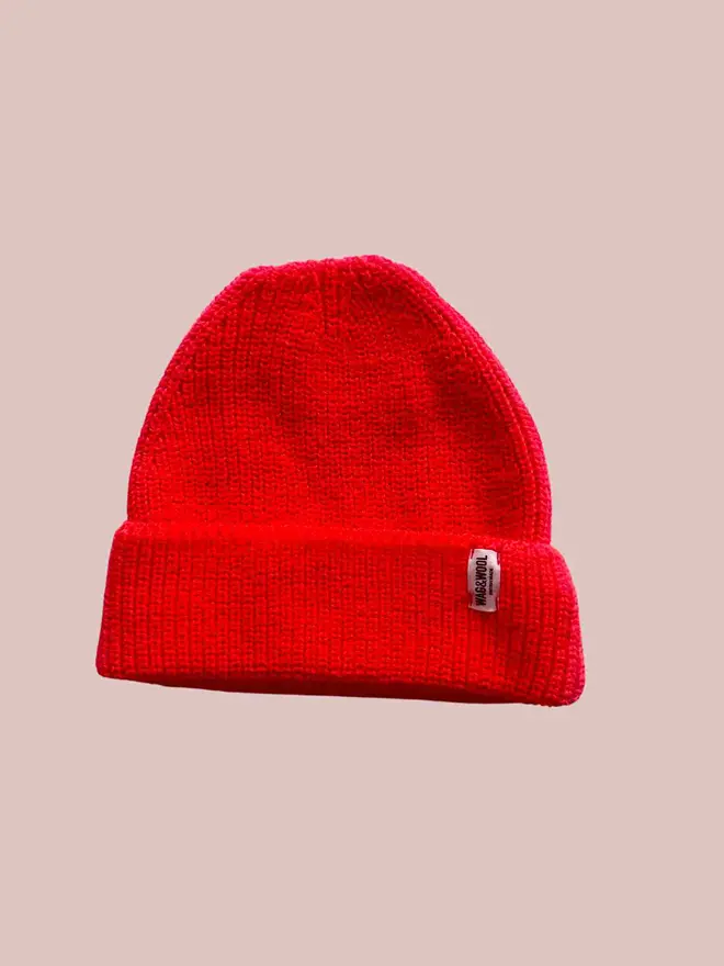 Lava orange knitted beanie hat