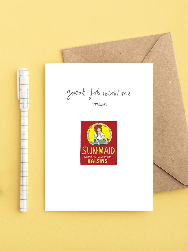 Mother's Day card featuring Sunmaid raisins