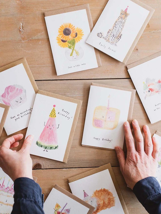 Selection of Western Sketch hand painted Greeting Cards 