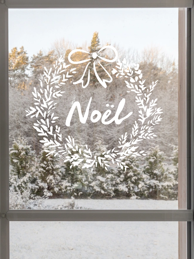 personalised hand drawn wreath window sticker