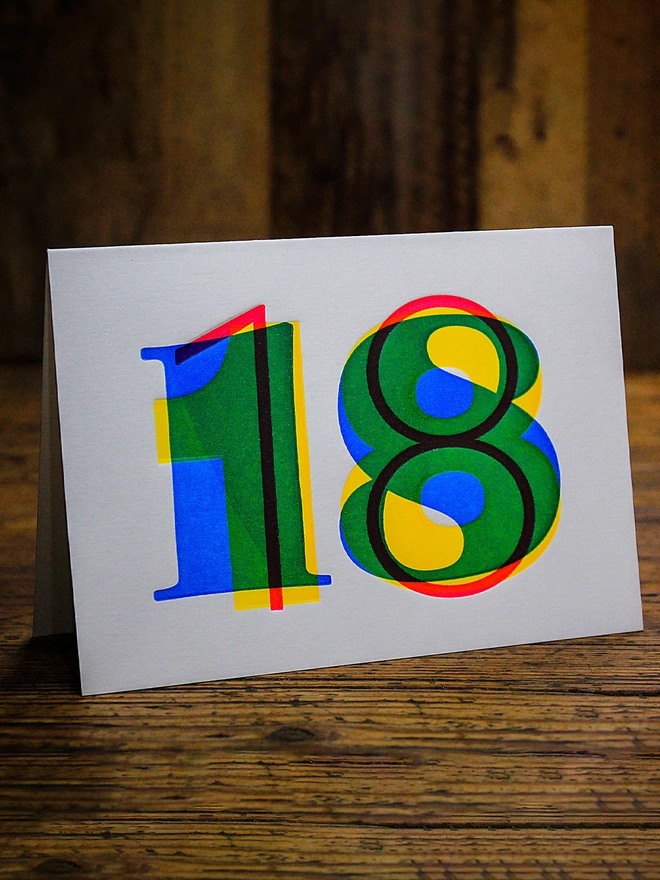 18th Birthday Typographic Letterpress Card