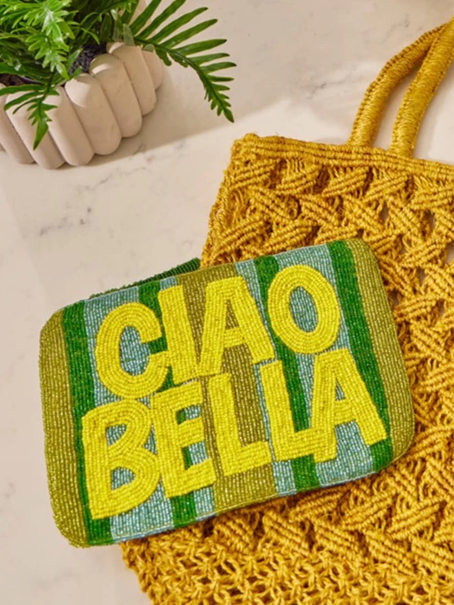 Ciao Bella beaded clutch purse