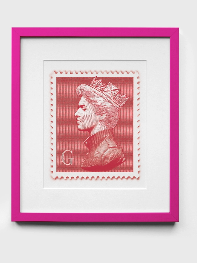 George Michael Red Stamp - Neon Pink Frame