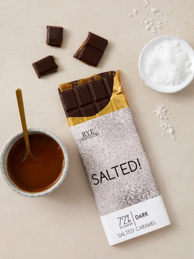 Salted Caramel Dark Chocolate Bar - 72% Ecuadorian