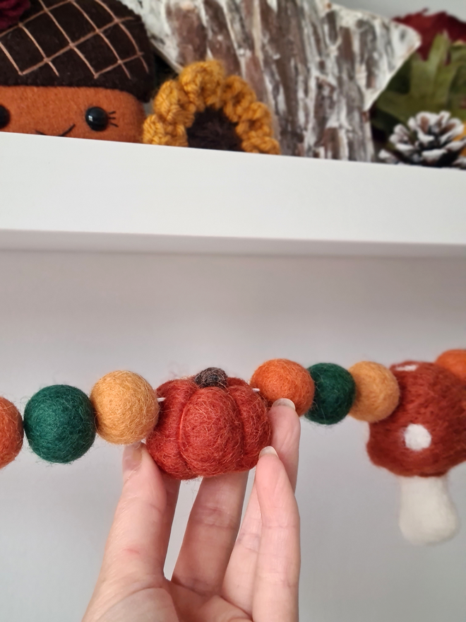 Autumnal Toadstool And Pumpkin Garland