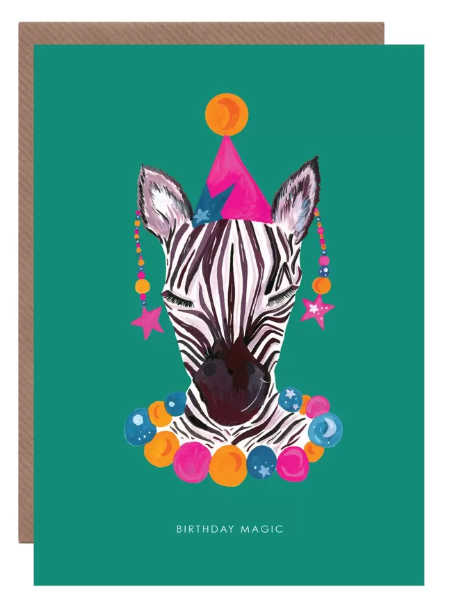 Magic Party Zebra Birthday Card