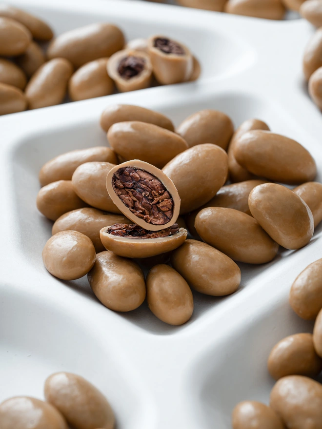 cocoa bean white chocolate balls