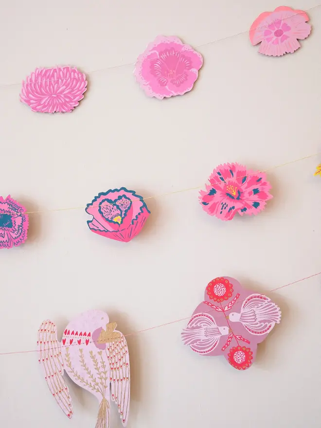 Love Birds Sewn Garland (Set Of 6)