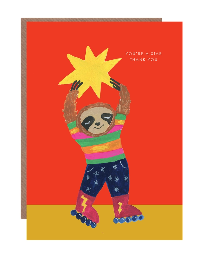 sloth thank you teacher card