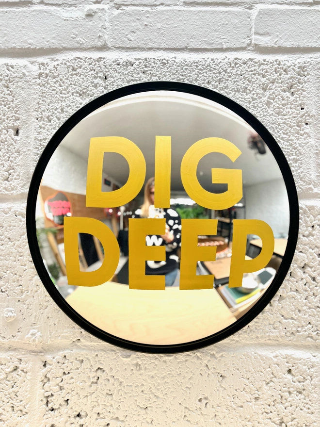 stainless steel convex mirror dig deep mustard