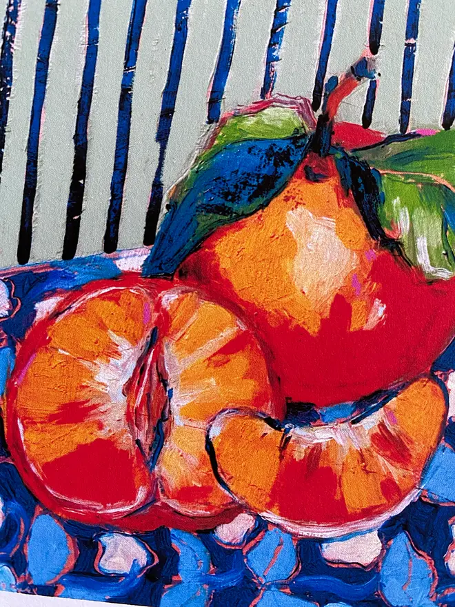 Oranges art print close up