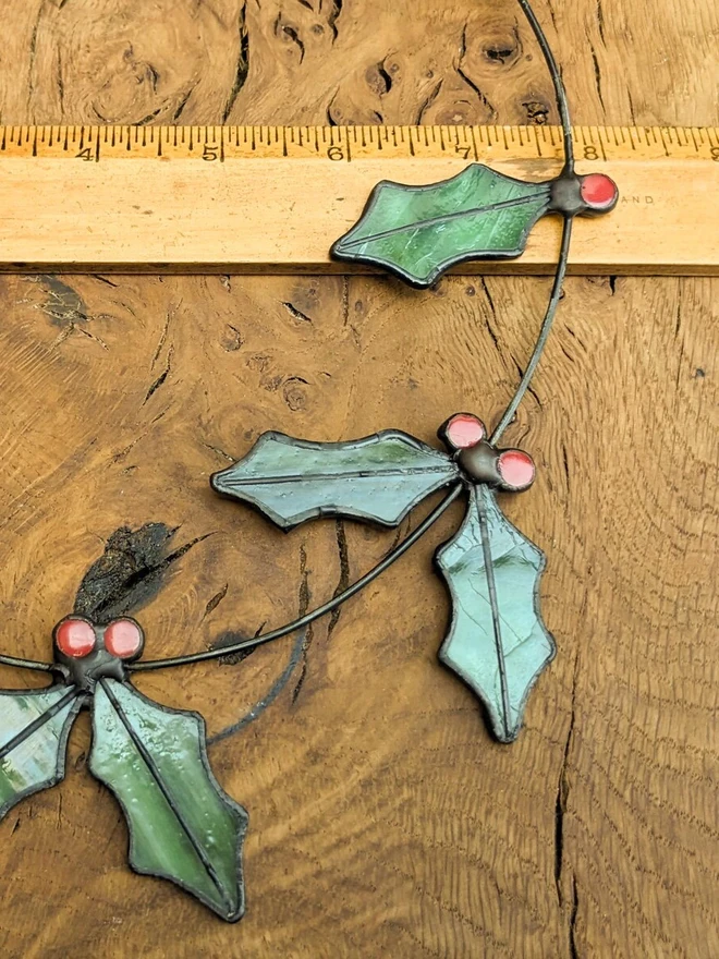 Stained Glass Holly Wreath