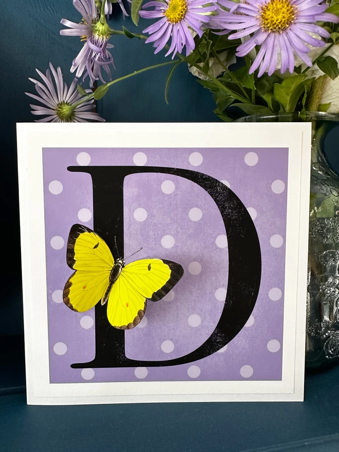 Lilac initial butterflygram for new baby or child gift