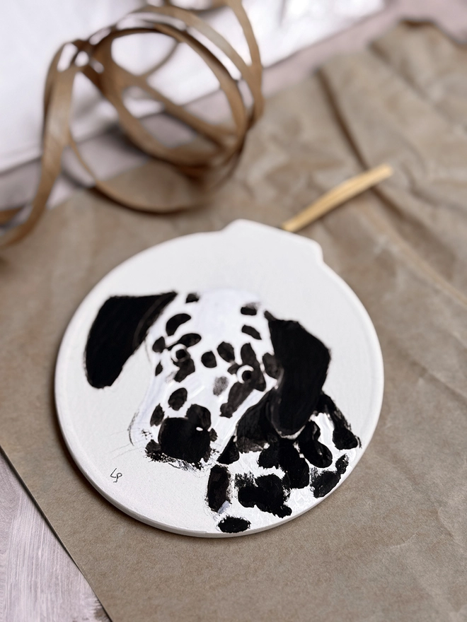 hand painted Christmas decoration pet portrait