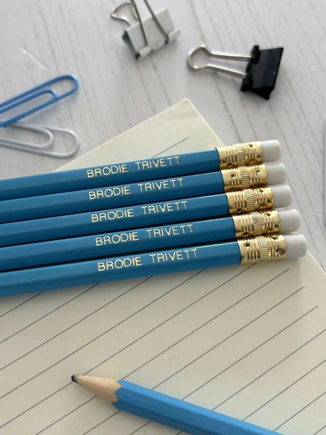Personalised Blue Colour HB Pencils 