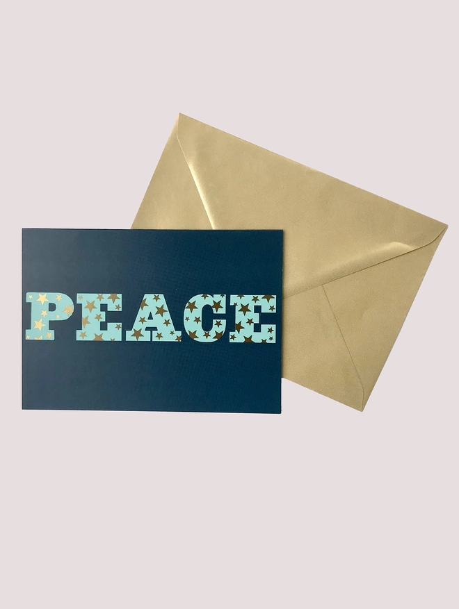 Peace card with gold envelope