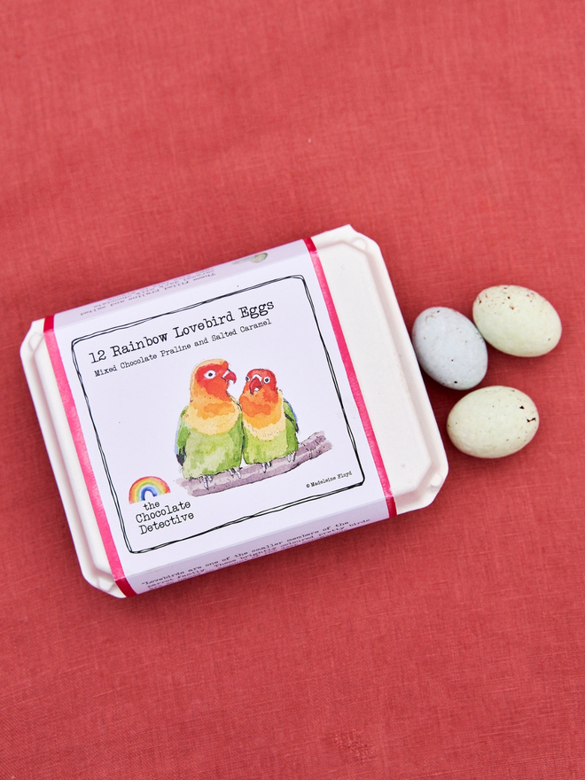 Lovebird chocolate eggs