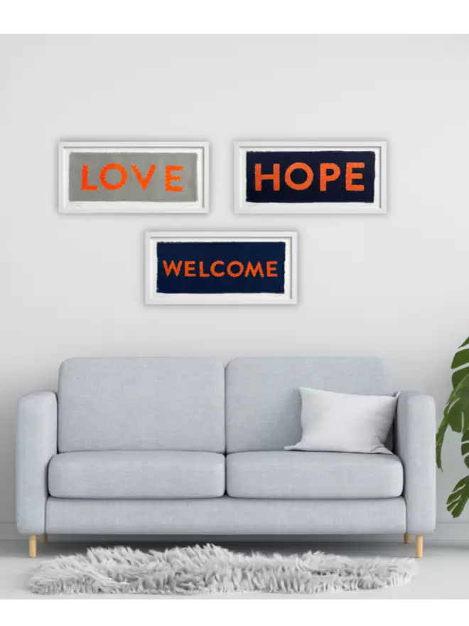 Her Story Navy Hope Frame, handmade, wall decoration, Hope, Welcome.