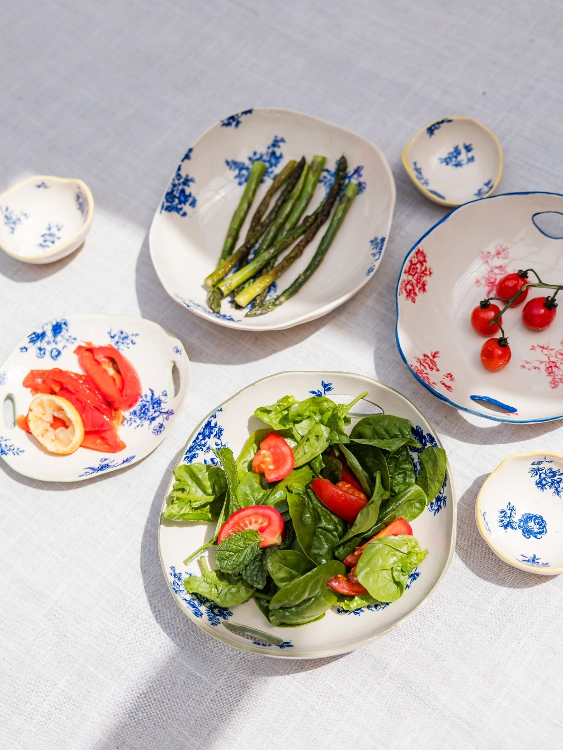 Floral ceramic serving bowls