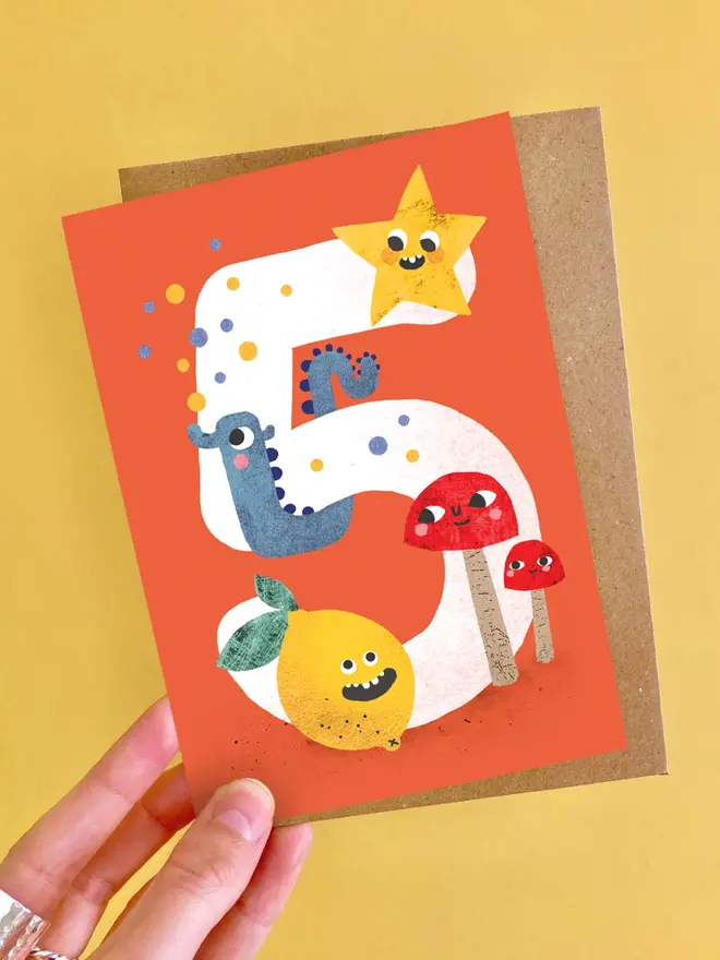 crazy critters 5th birthday card