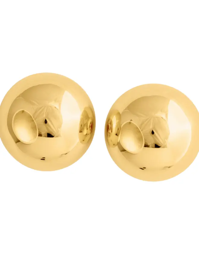 Loel Large Gold Polished Ball Earrings