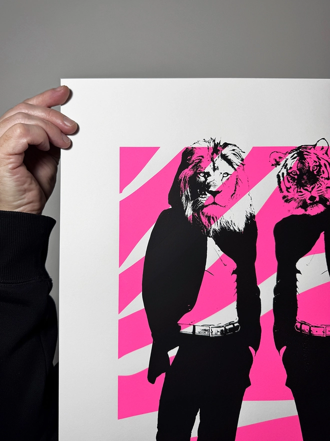 Disco Cats_Large Screen Printed Poster_Holly and Co_Close up top left