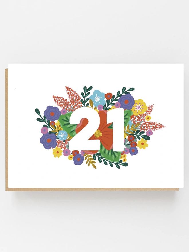 floral 21st birthday card