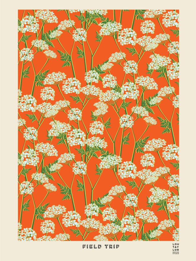 orange floral Giclee print