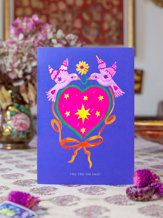 love birds wedding card