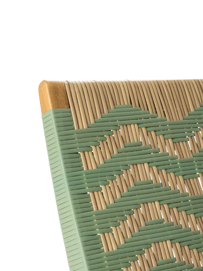 Mineral green lounge chair detail weave