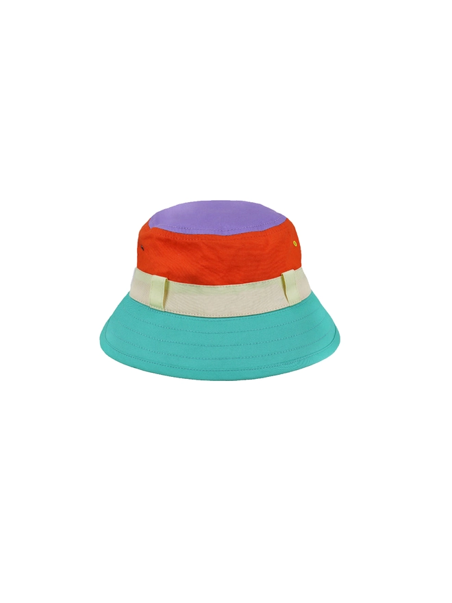 Kids sun bucket hat in multi colour front