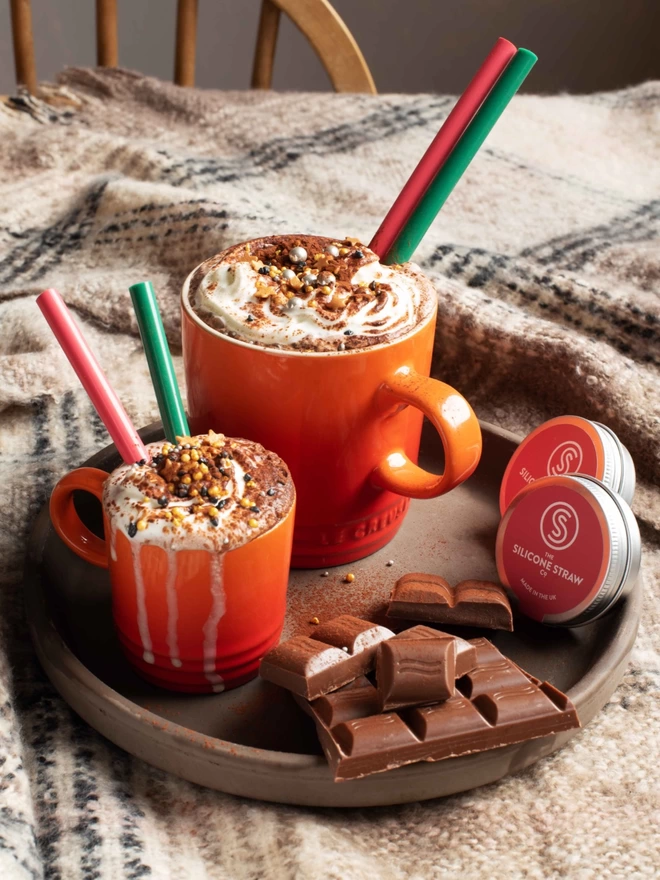 Hot chocolate and silicone straws
