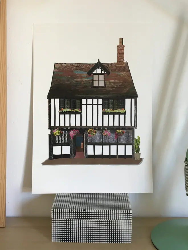 Recycled Paper Architectural Collage