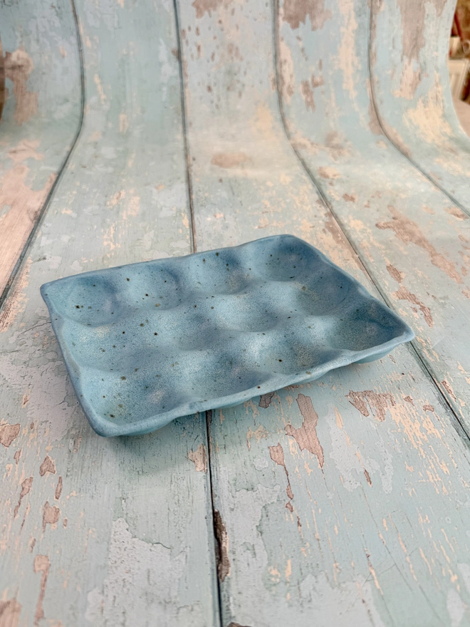 Blue Ceramic Egg Tray kitchen storage 