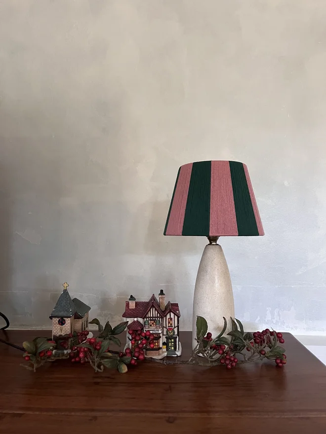 Fable The Forest Green and Pink Stripe String Lampshade