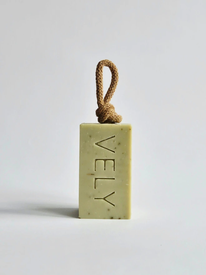 Soap on a rope "Early Morning" with green clay and mint