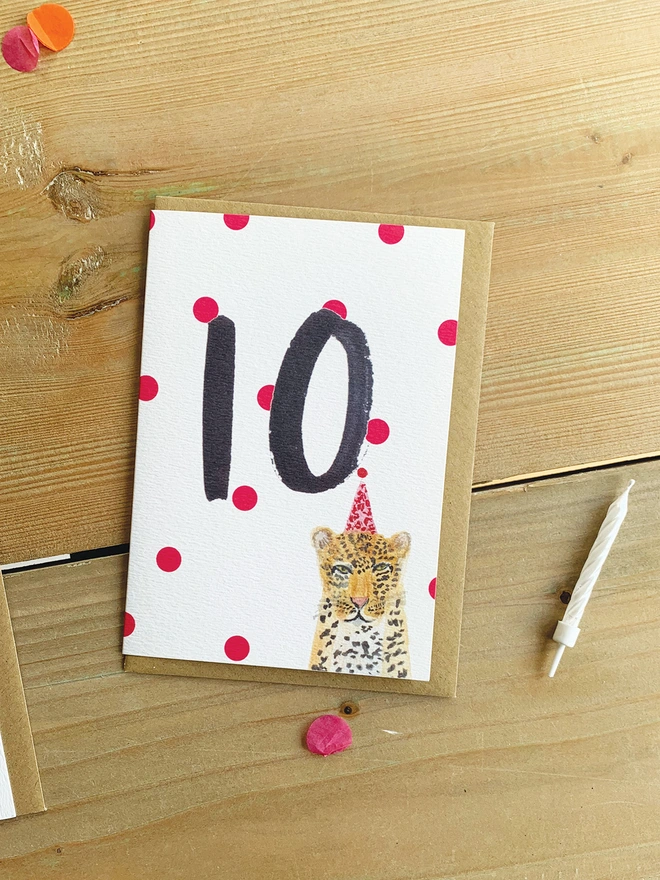 Leopard 10th Birthday Card 