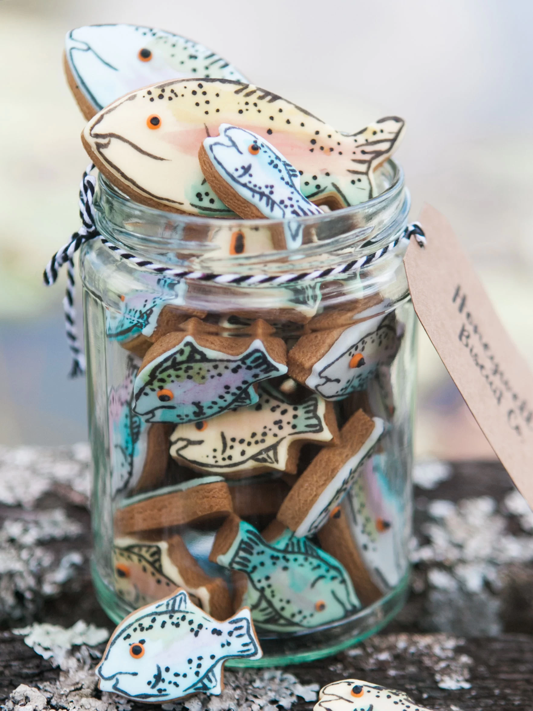 A joyful jar of fish biscuits 