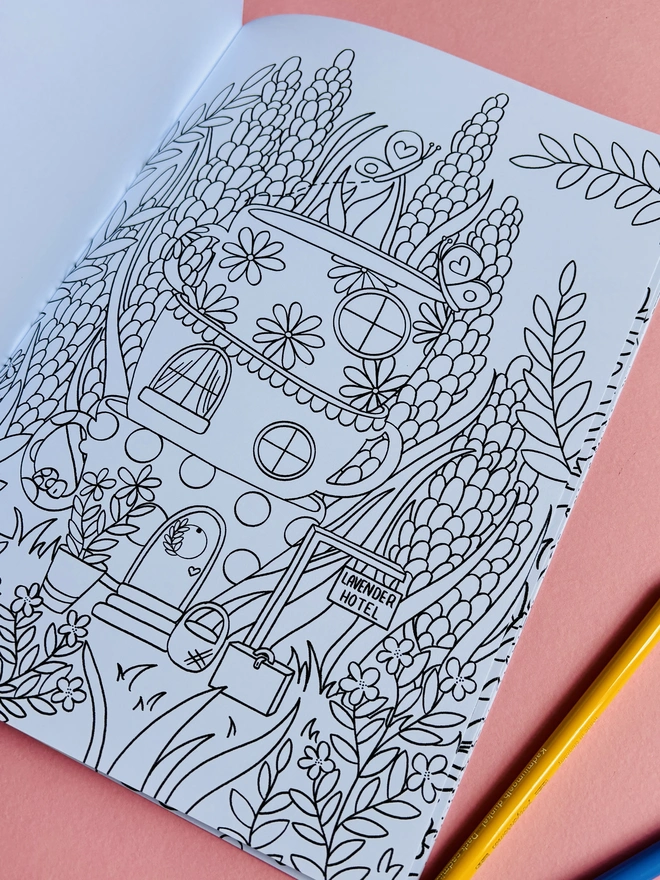 Hand drawn fantasy fairy colouring book with bold easy to colour designs. Tiny homes and cosy scenes for creative kids and adults. A4 size suitable for alcohol markers and felt tips. Ideal stocking fillers